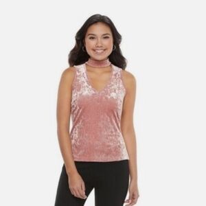 Candie's Pink Velvet Choker Tank top in Size S